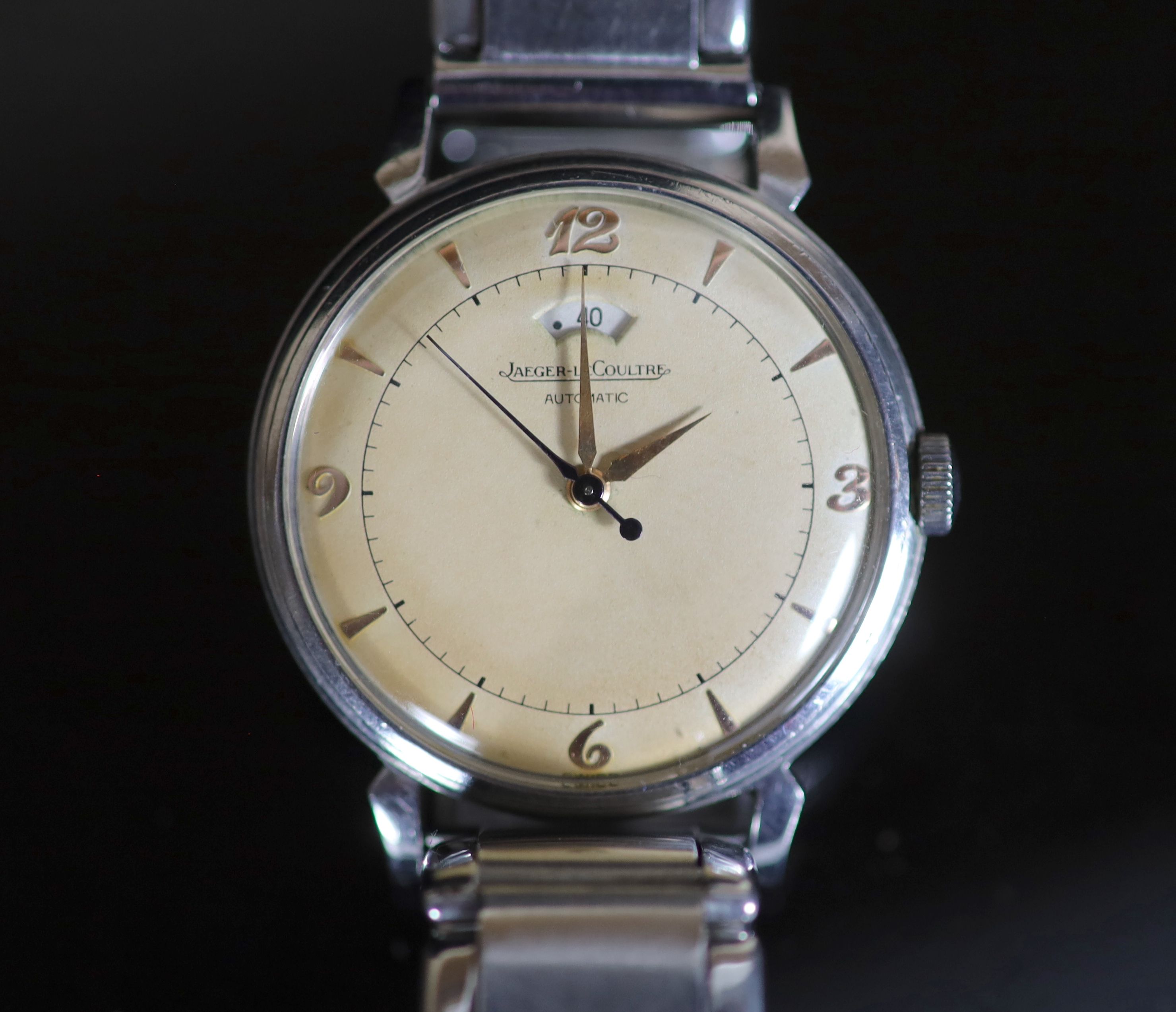 A gentleman's 1960's? steel Jaeger LeCoultre automatic wrist watch